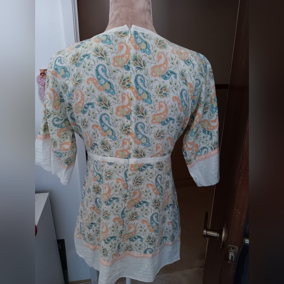 DKNY ~ Y2K Pastel Paisley Metallic Thread Blouse – Size 9 - Picture 5 of 11